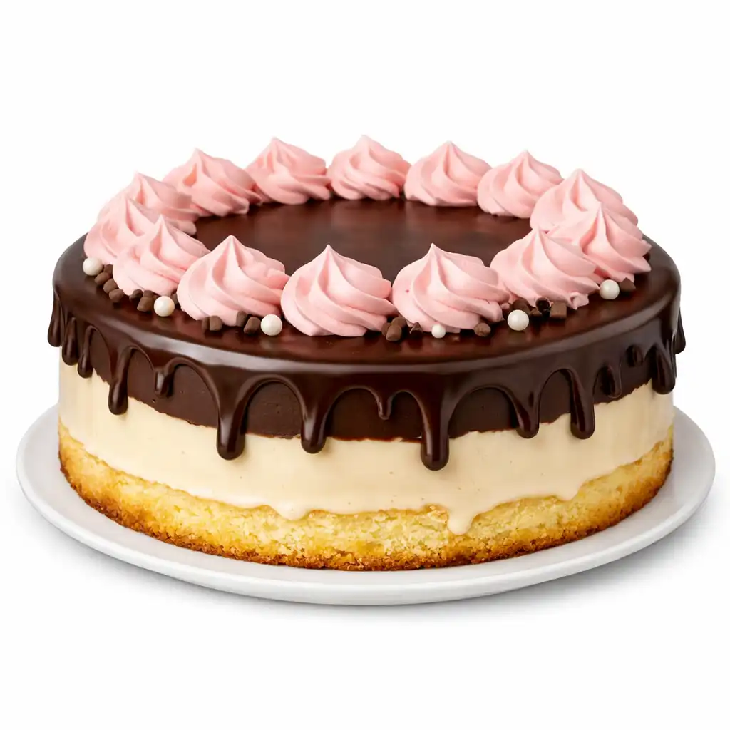 KAKE DE LECHE CON CUBIERTA DE CHOCOLATE Y FRESA